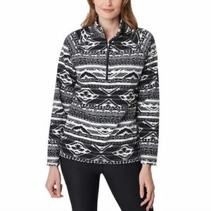 Eddie Bauer Quarter Zip Fleece Pullover Black and White size Medium